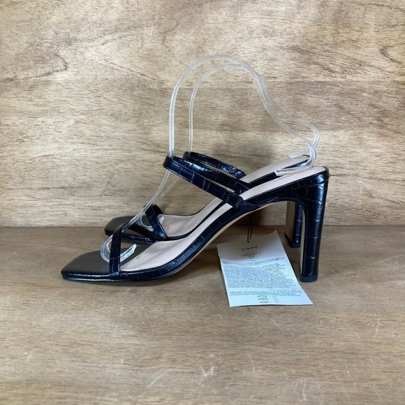 NEW The Drop Avery Square Toe Two Strap Black Women SZ 9 Slip-On Heeled Sandals - Picture 4 of 10